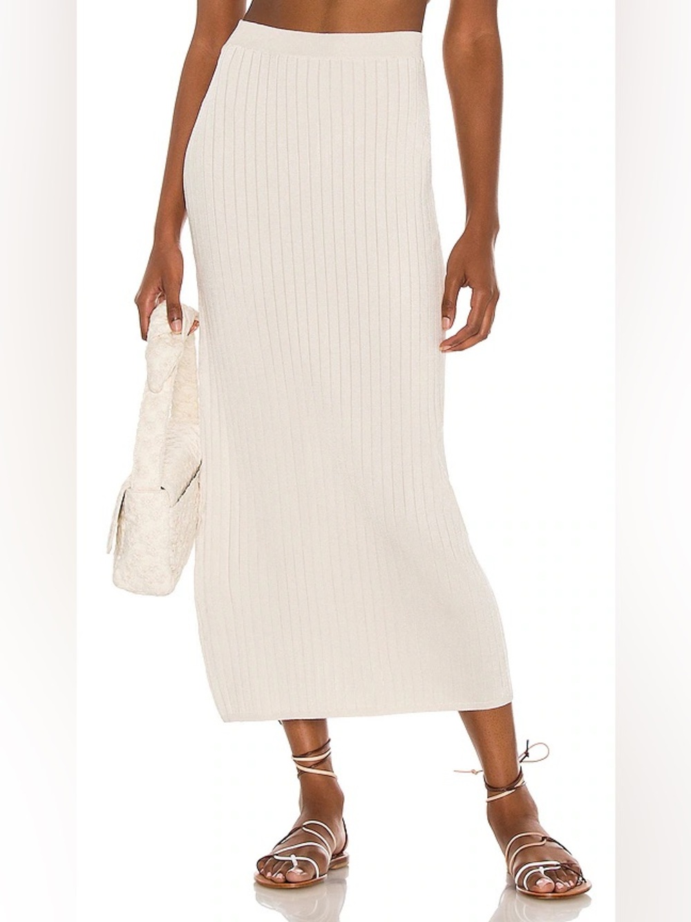 Free People Beach To Night Cream Ribbed Knit Midi Maxi Skirt XS